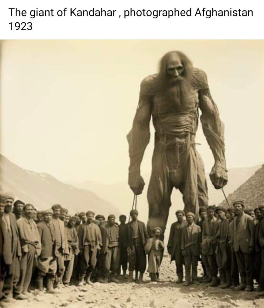 Dette påstås være: "The giant of Kandahar", photographed Afghanistan 1923